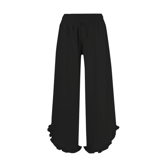 Casual Crop Pants Ruffle Hem Wide-Leg Pants