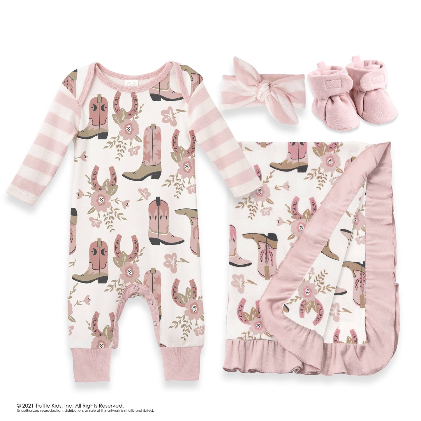 Western Cowgirl Boots Baby Cotton Romper