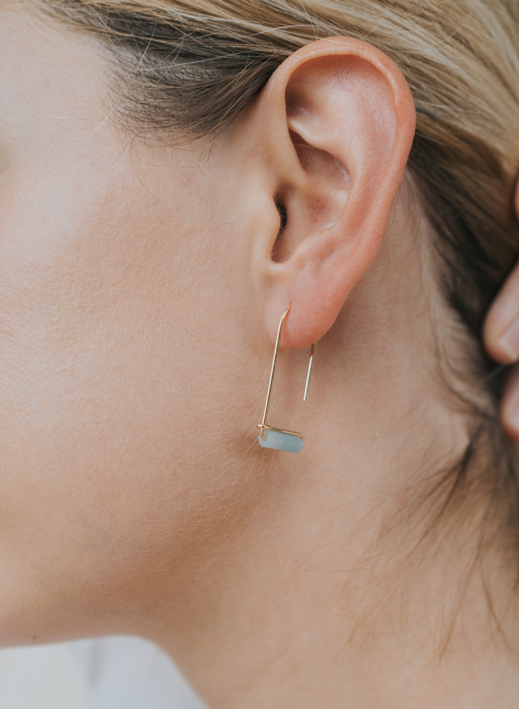 Drop - Amazonite - Gold Earrings