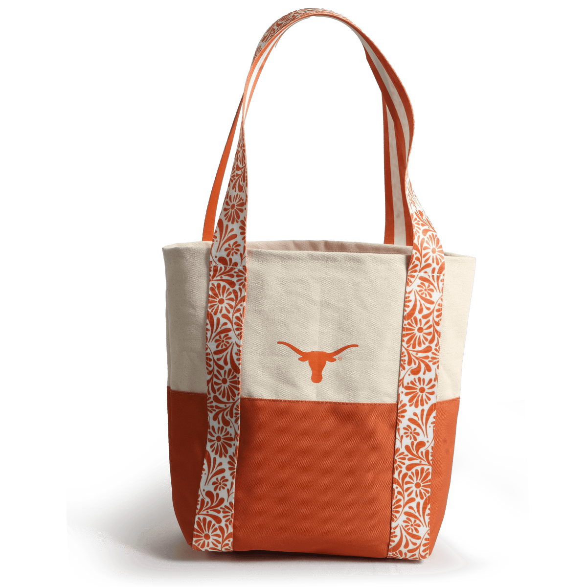 Canvas Mini Tote with Floral Straps - Texas Longhorns