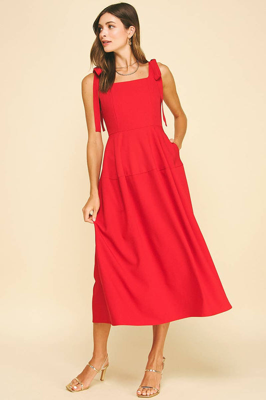 Ribbon Detailed Sleeve Midi Dress