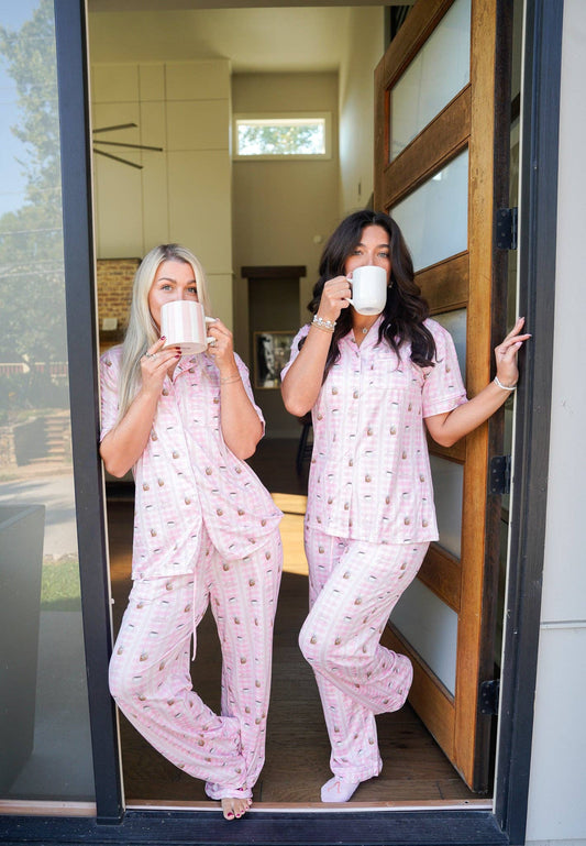Pink Coffee - Short Sleeve + Pant Pajama Set