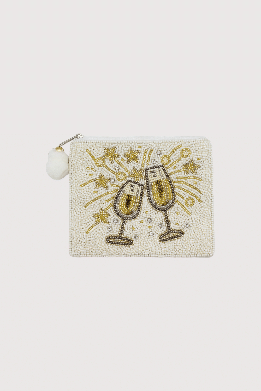 Champagne Glass Beaded Pouch