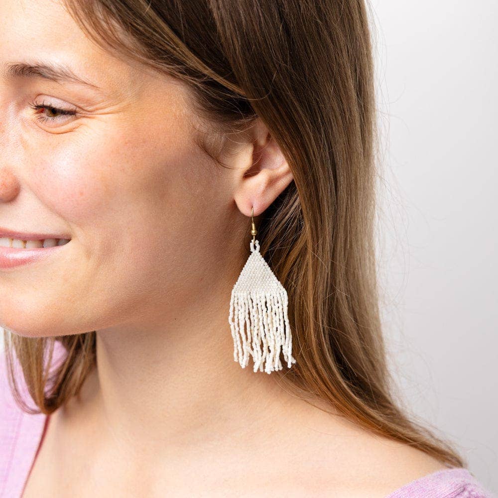 Lexie Solid Beaded Fringe Earrings