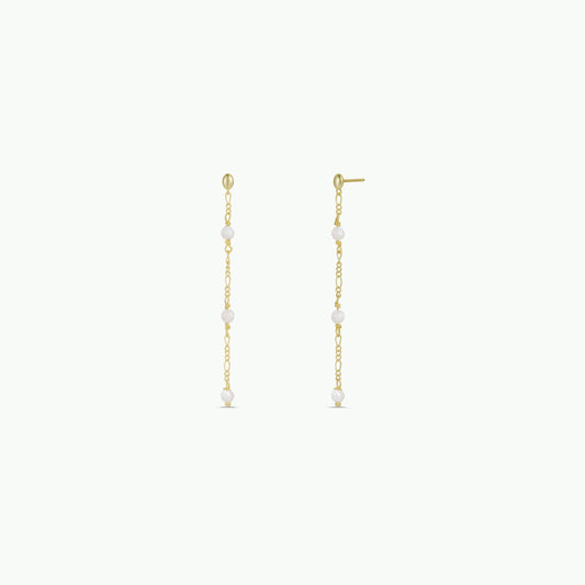 Gemstone Chain Drop Earring - Mother of Pearl