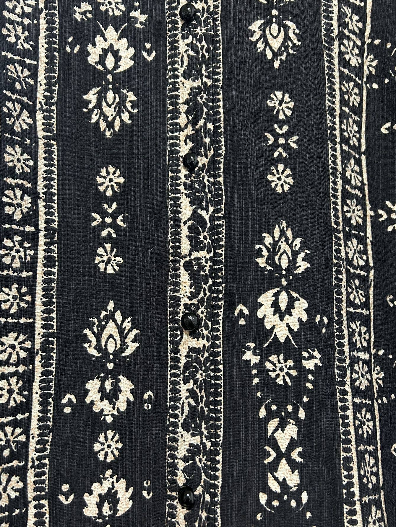 Retro Bohemian Floral Geometric Print Blouse