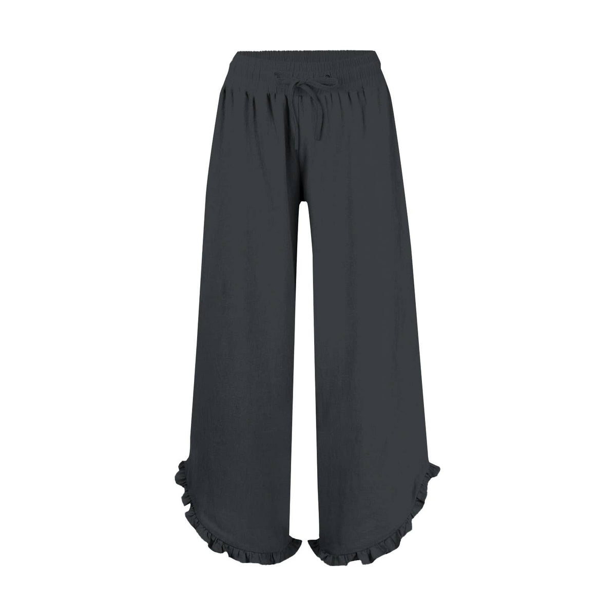 Casual Crop Pants Ruffle Hem Wide-Leg Pants