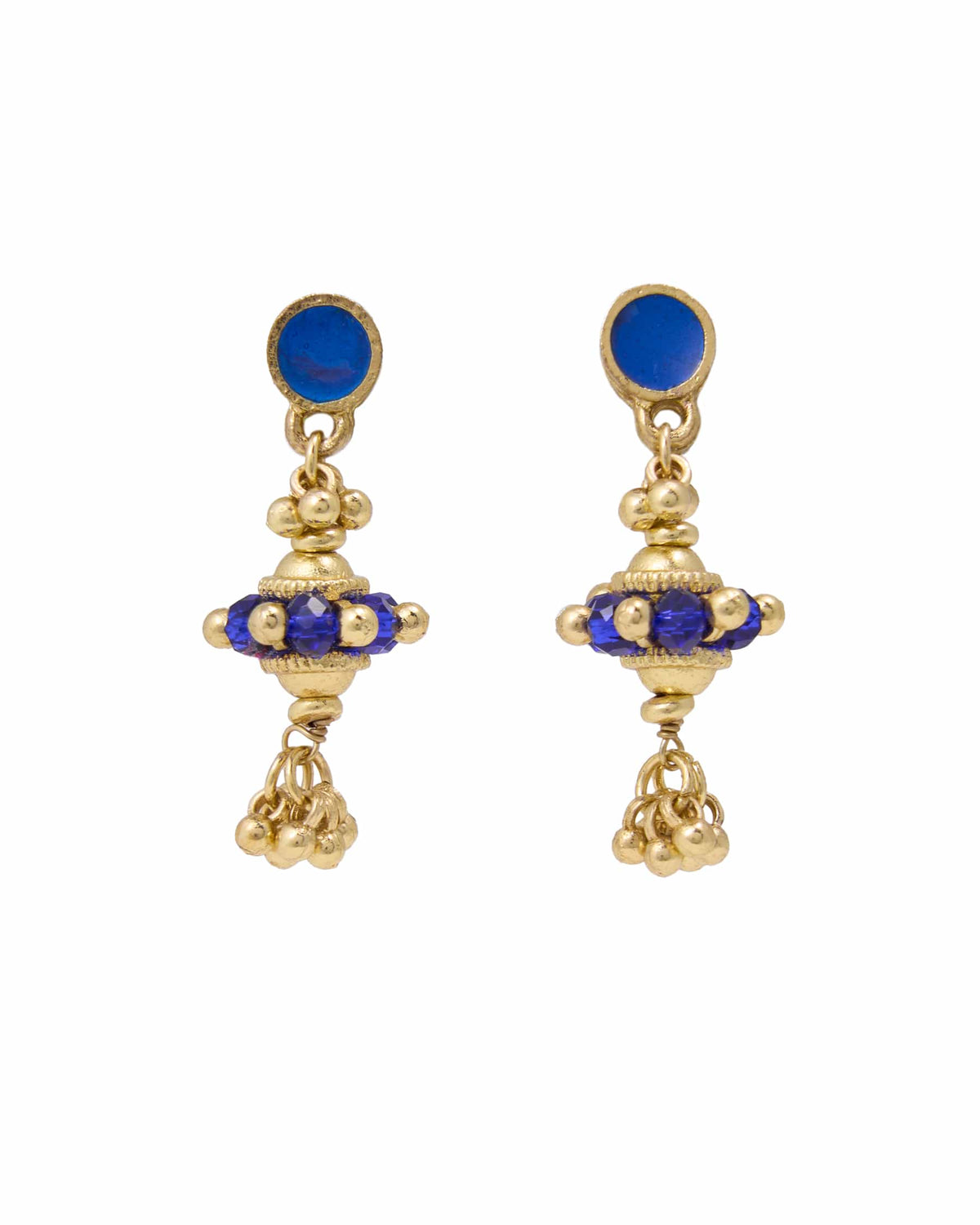 Jeannie Crystal + Enamel Dangle Earrings Blue