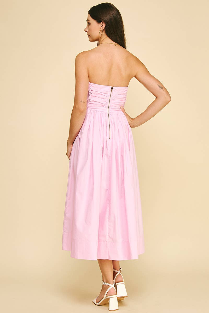 Shirring Detailed Sleeveless Midi Dress