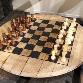 Whiskey Barrel Head Chessboard Set