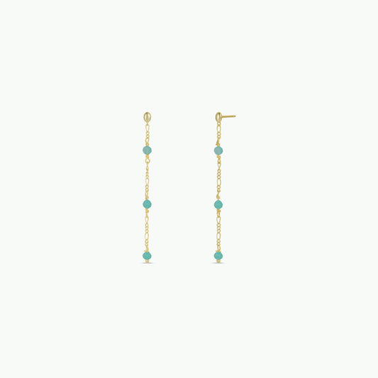 Gemstone Chain Drop Earring - Amazonite