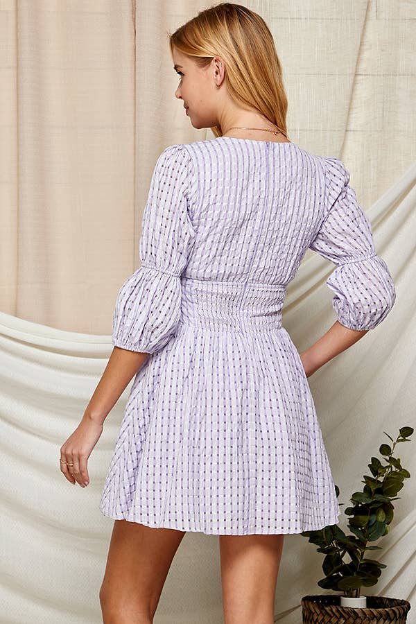 Outdoor Chic Deep V-Neck Dress with Puffy Sleeves