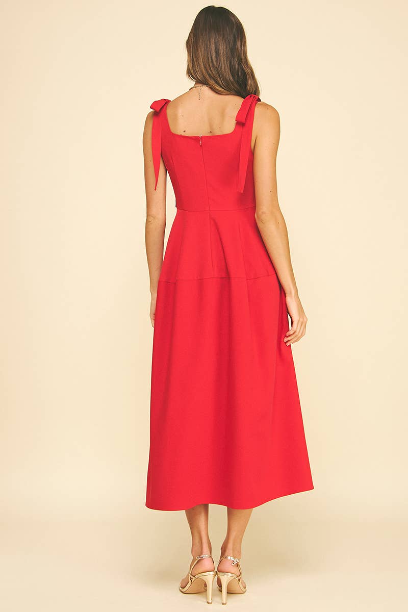 Ribbon Detailed Sleeve Midi Dress