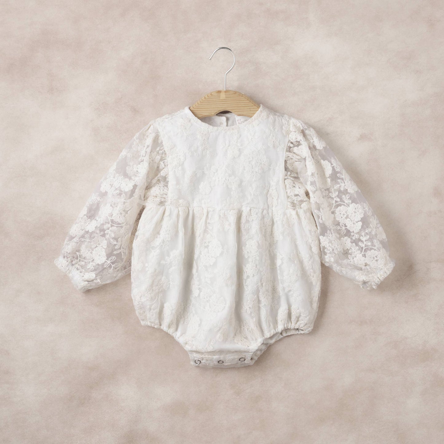 Ivory Lace Baby Romper –Embroidered Organza Special Occasion