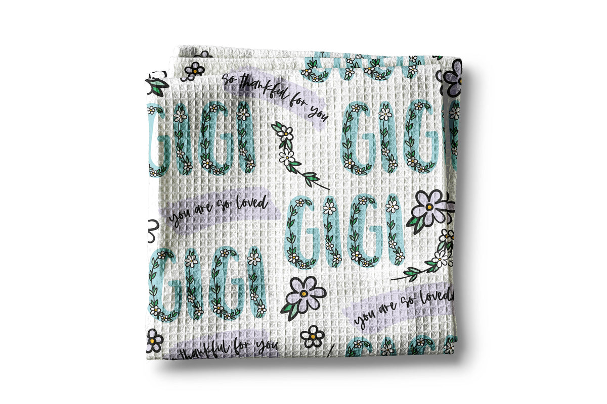 Grandmother Teal Floral Kitchen Towel