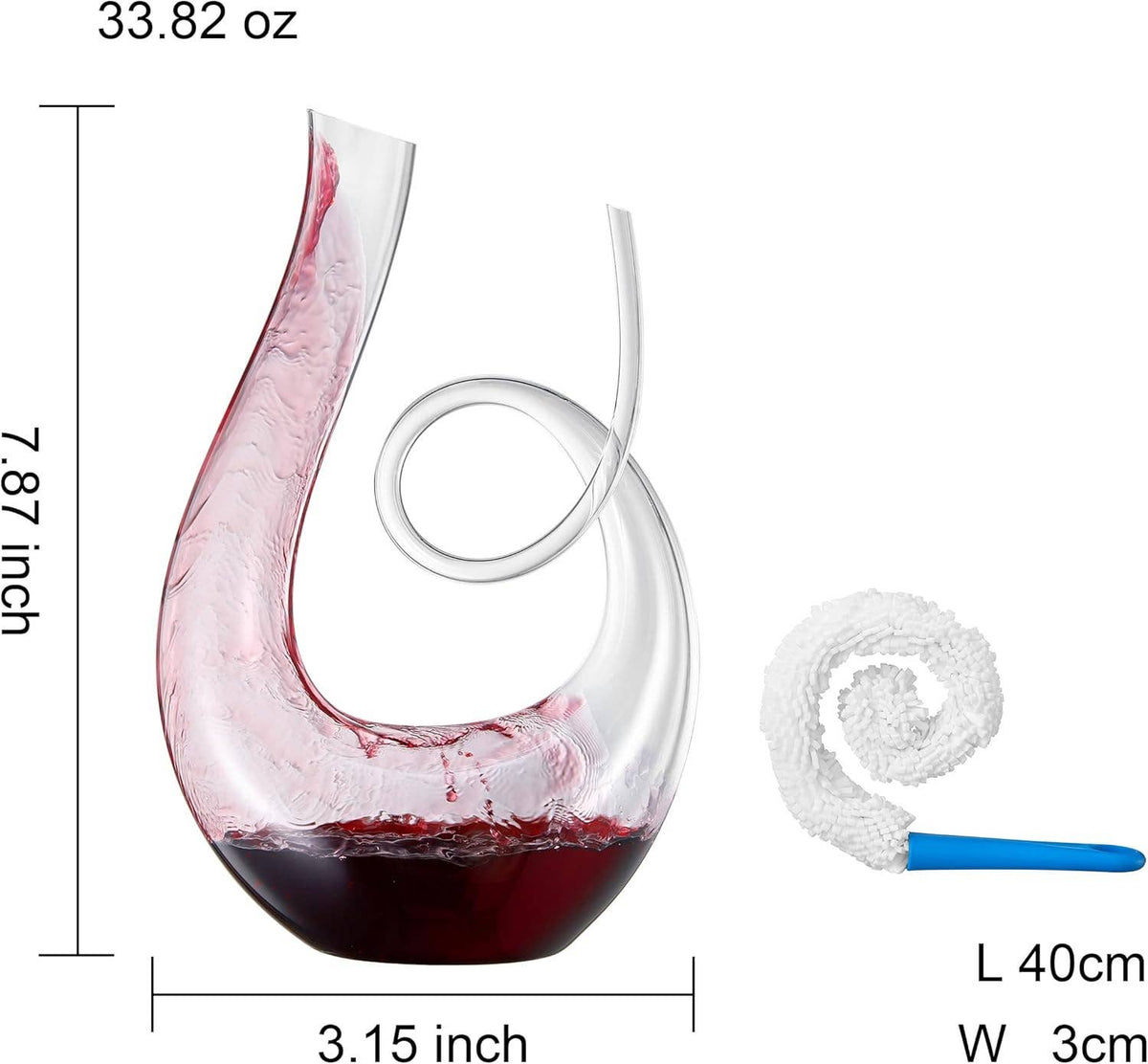 Swirl Wine Decanter Hand-Blown Crystal Glass Carafe