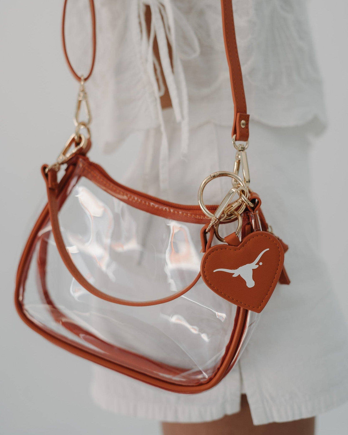Texas Longhorns Clara Clear Purse – Stadium Bag with Heart Charm