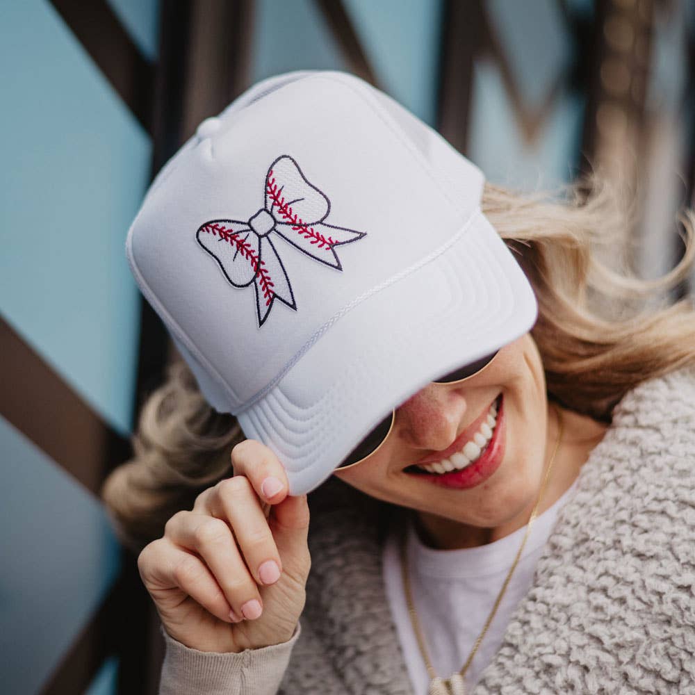 Baseball Bow Coquette Patch Foam Trucker Hat