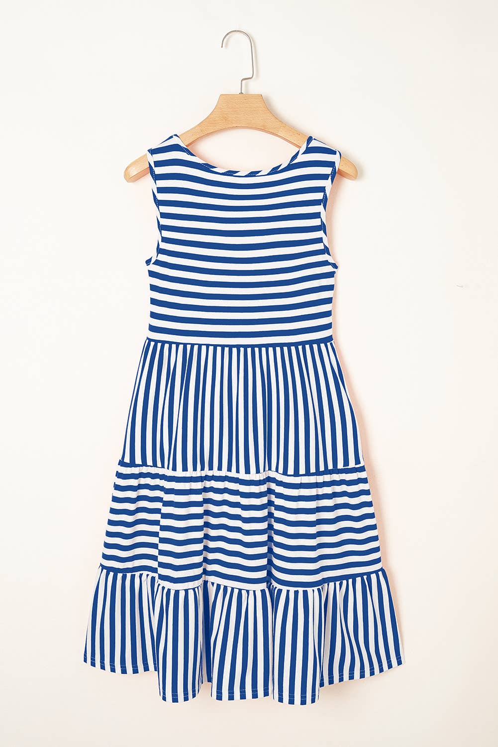 Stripe U Neck Sleeveless Loose Fit Mini Dress