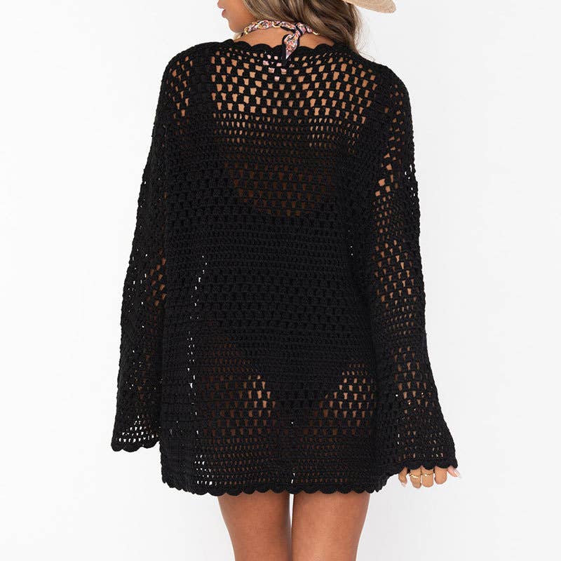 Cut-Out Flared Sleeves Beach Cover-Up