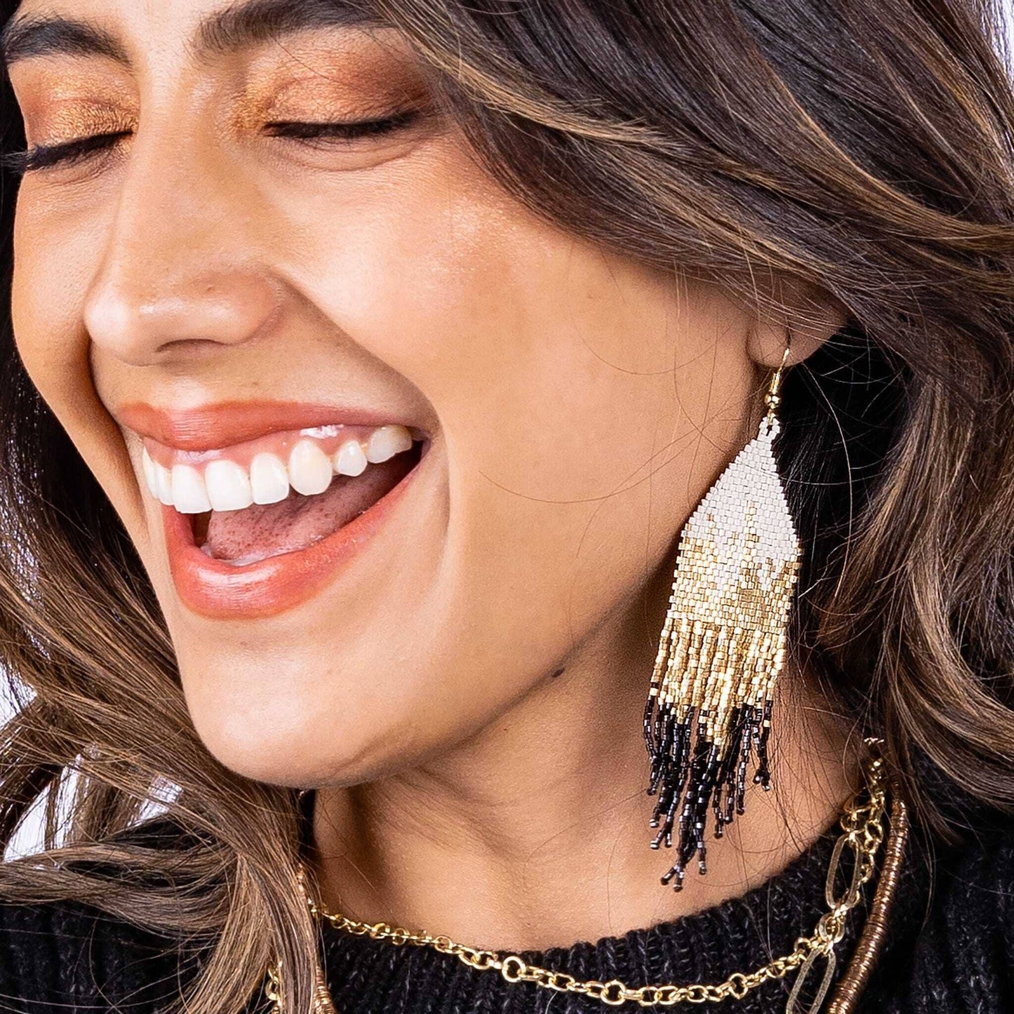 Claire Ombre Beaded Fringe Earrings