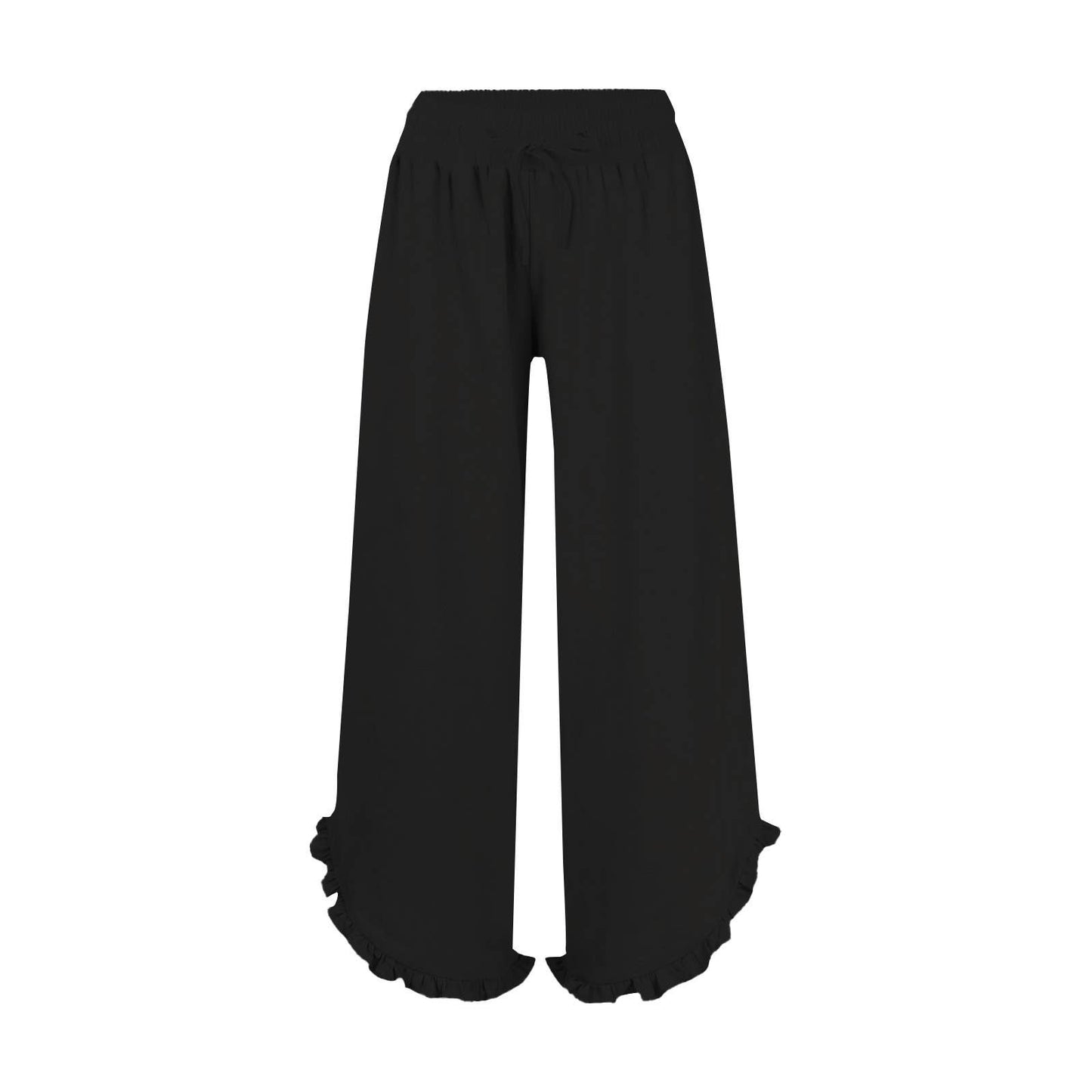 Casual Crop Pants Ruffle Hem Wide-Leg Pants