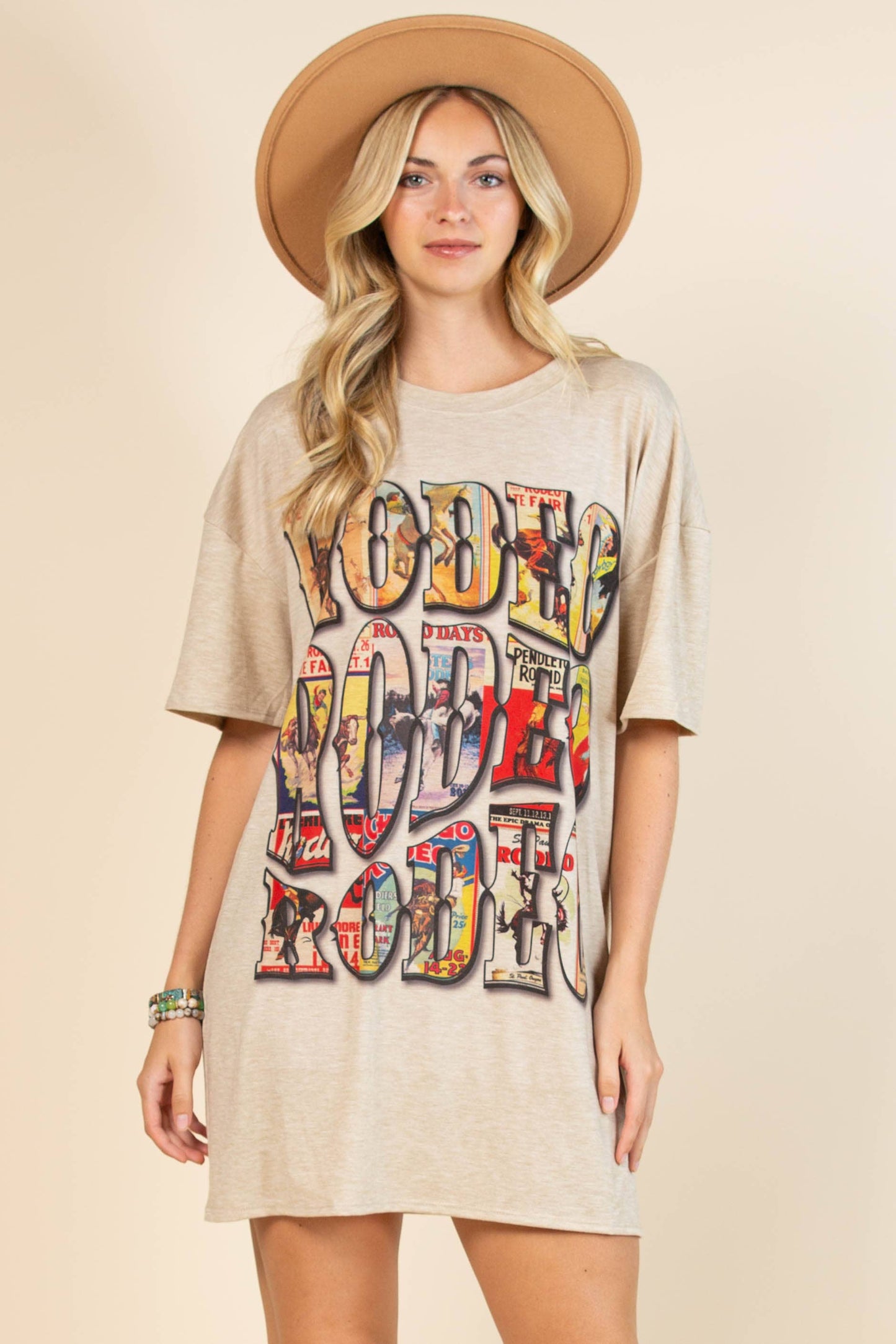 Elyse Vintage Western Rodeo Graphic T-Shirt Dress