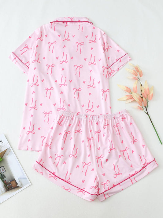 Cozy Cute Bows Prints Pajamas Set
