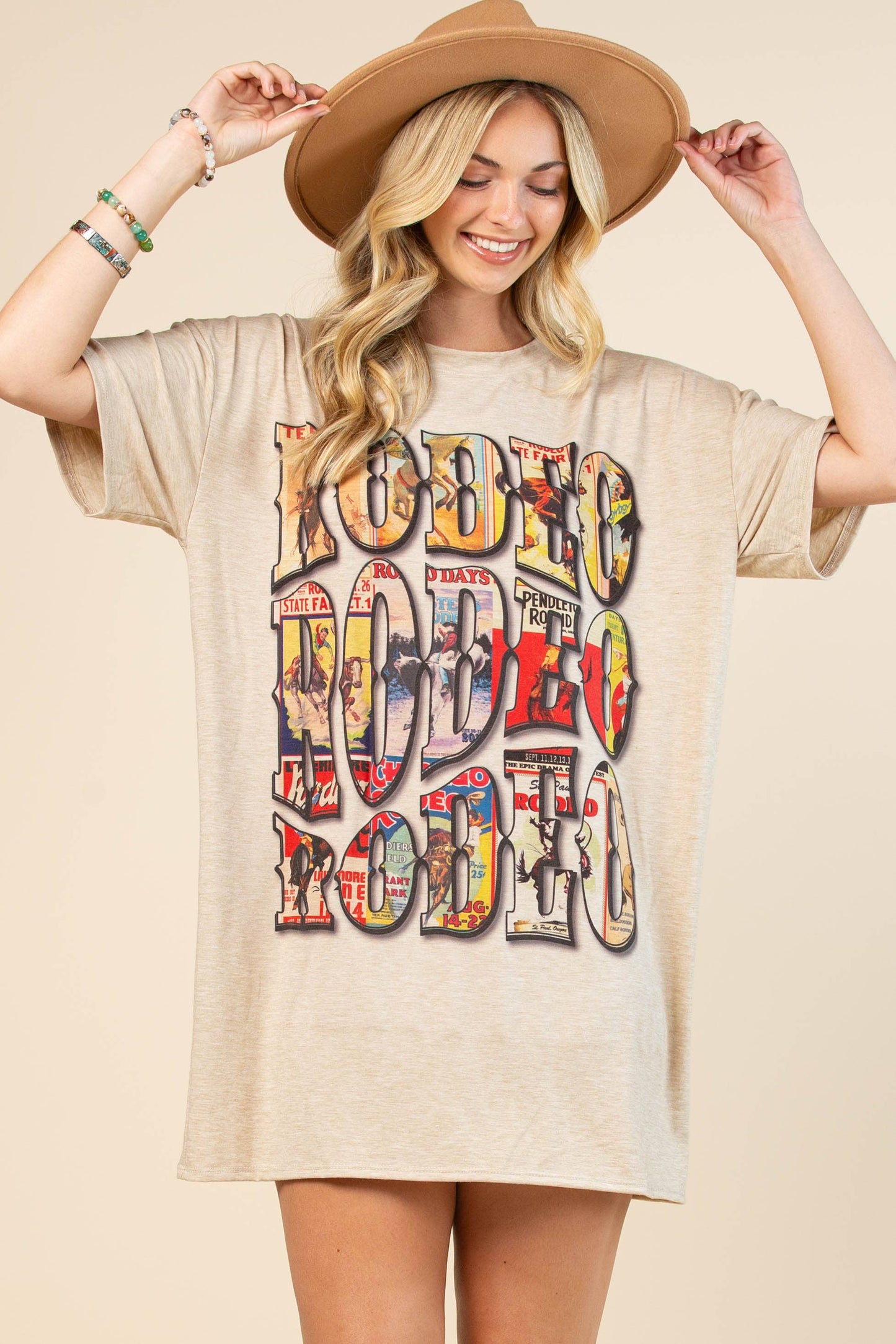 Elyse Vintage Western Rodeo Graphic T-Shirt Dress