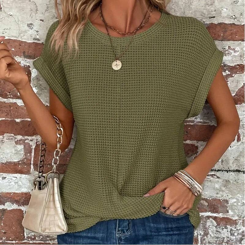 Round Neck Twist Short Sleeve T-Shirt