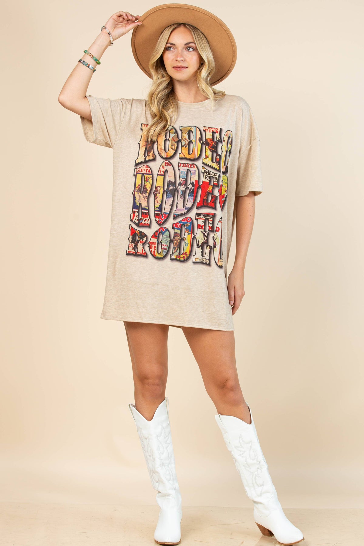 Elyse Vintage Western Rodeo Graphic T-Shirt Dress