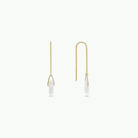 Threader - Clear Quartz - Gold Earrings