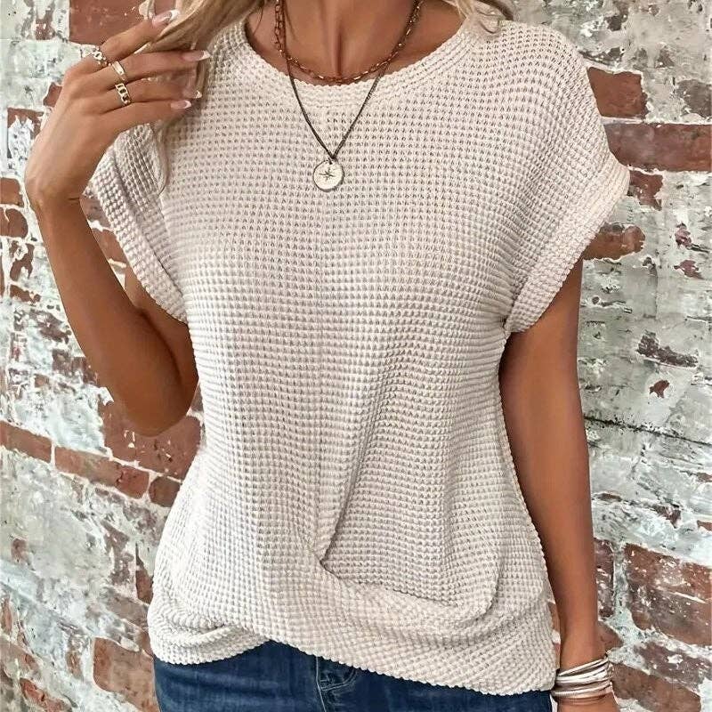 Round Neck Twist Short Sleeve T-Shirt