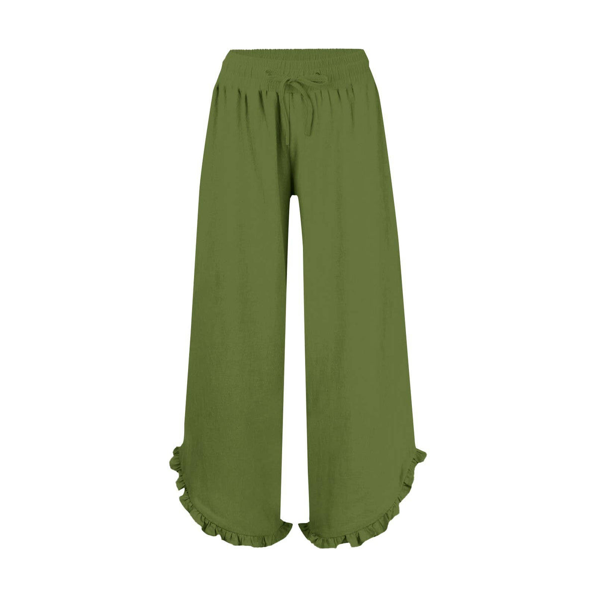 Casual Crop Pants Ruffle Hem Wide-Leg Pants