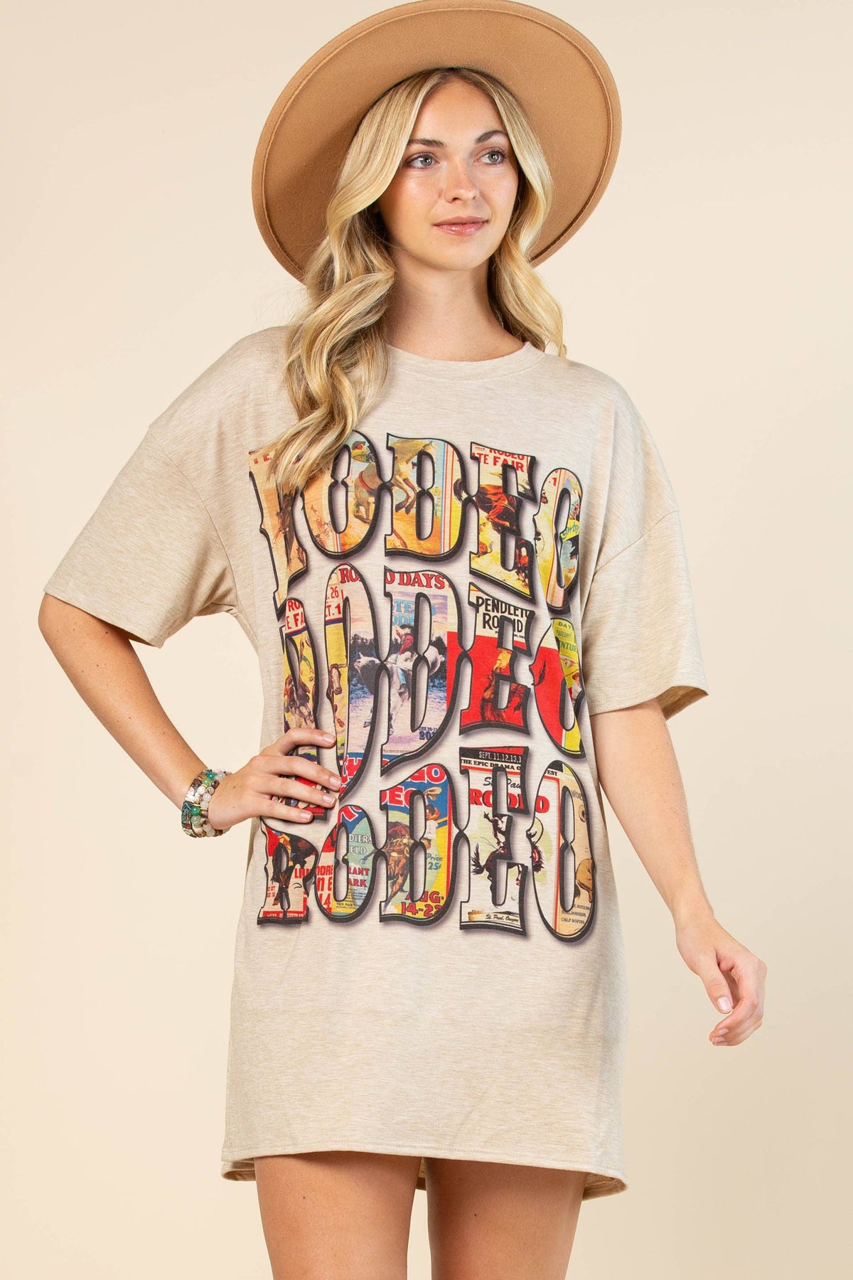 Elyse Vintage Western Rodeo Graphic T-Shirt Dress