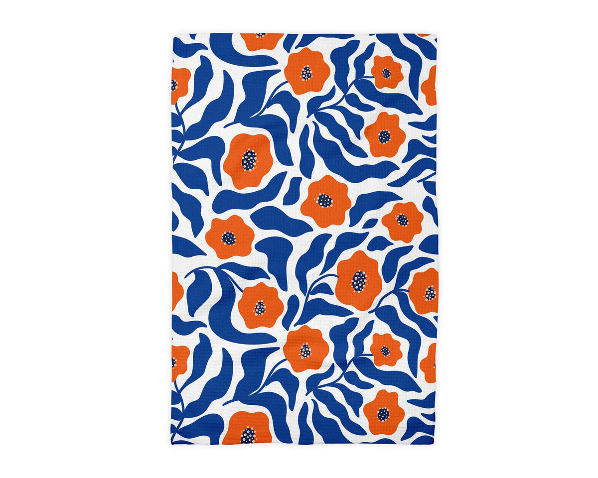 Orange Blue Floral Modern Kitchen Towel
