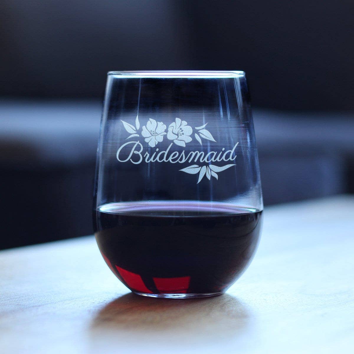 Wedding Bridesmaid Stemless Wine Glass