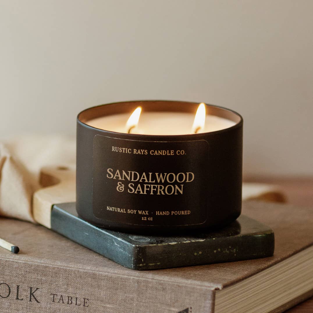 Sandalwood & Saffron 12 oz Soy Candle
