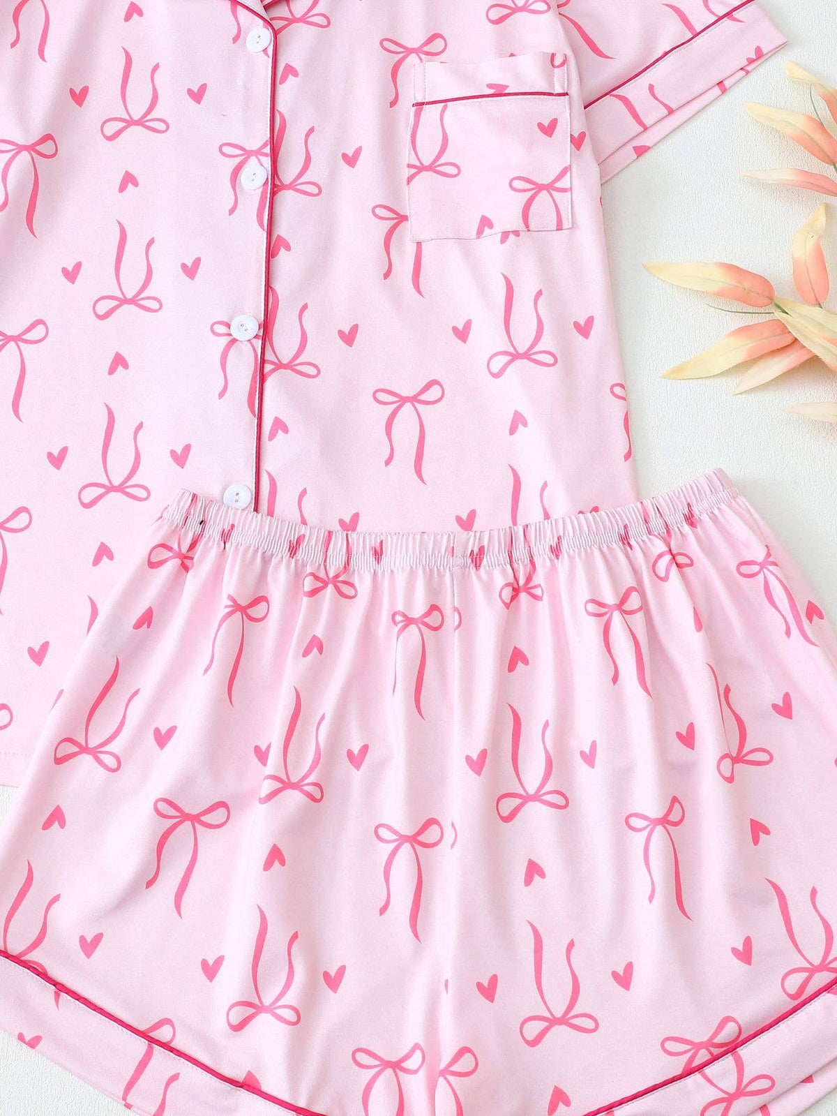 Cozy Cute Bows Prints Pajamas Set