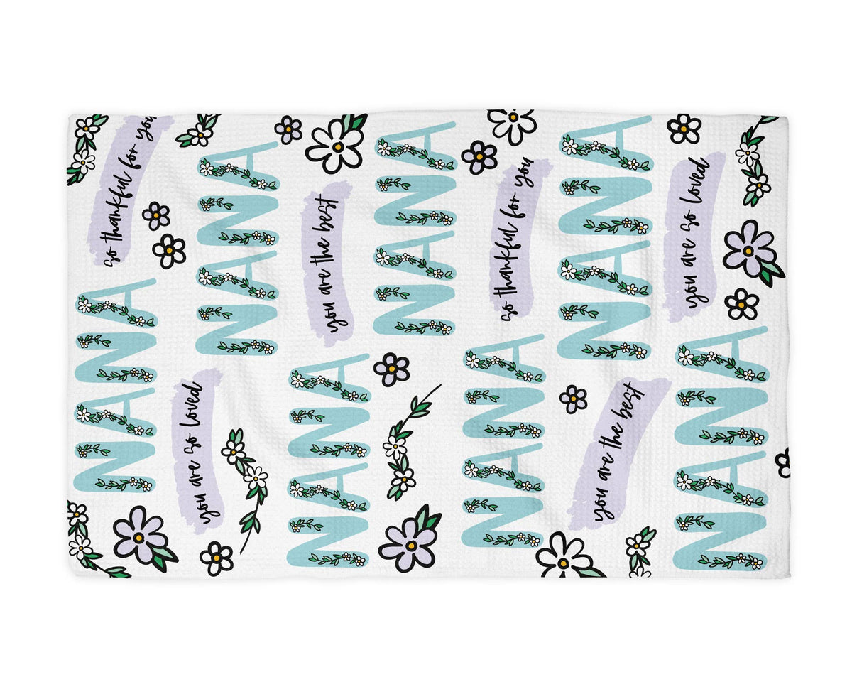 Grandmother Teal Floral Kitchen Towel