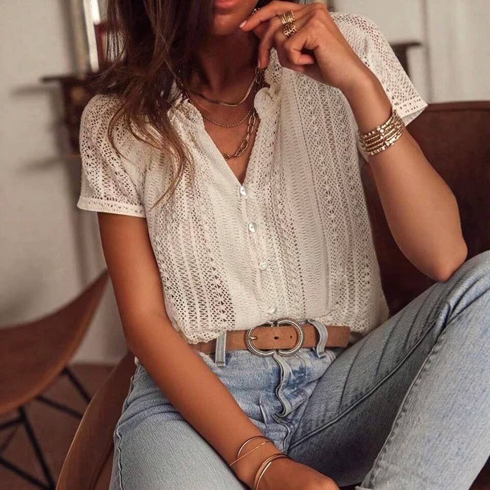Summer Effortless Hollow Out Knit Top