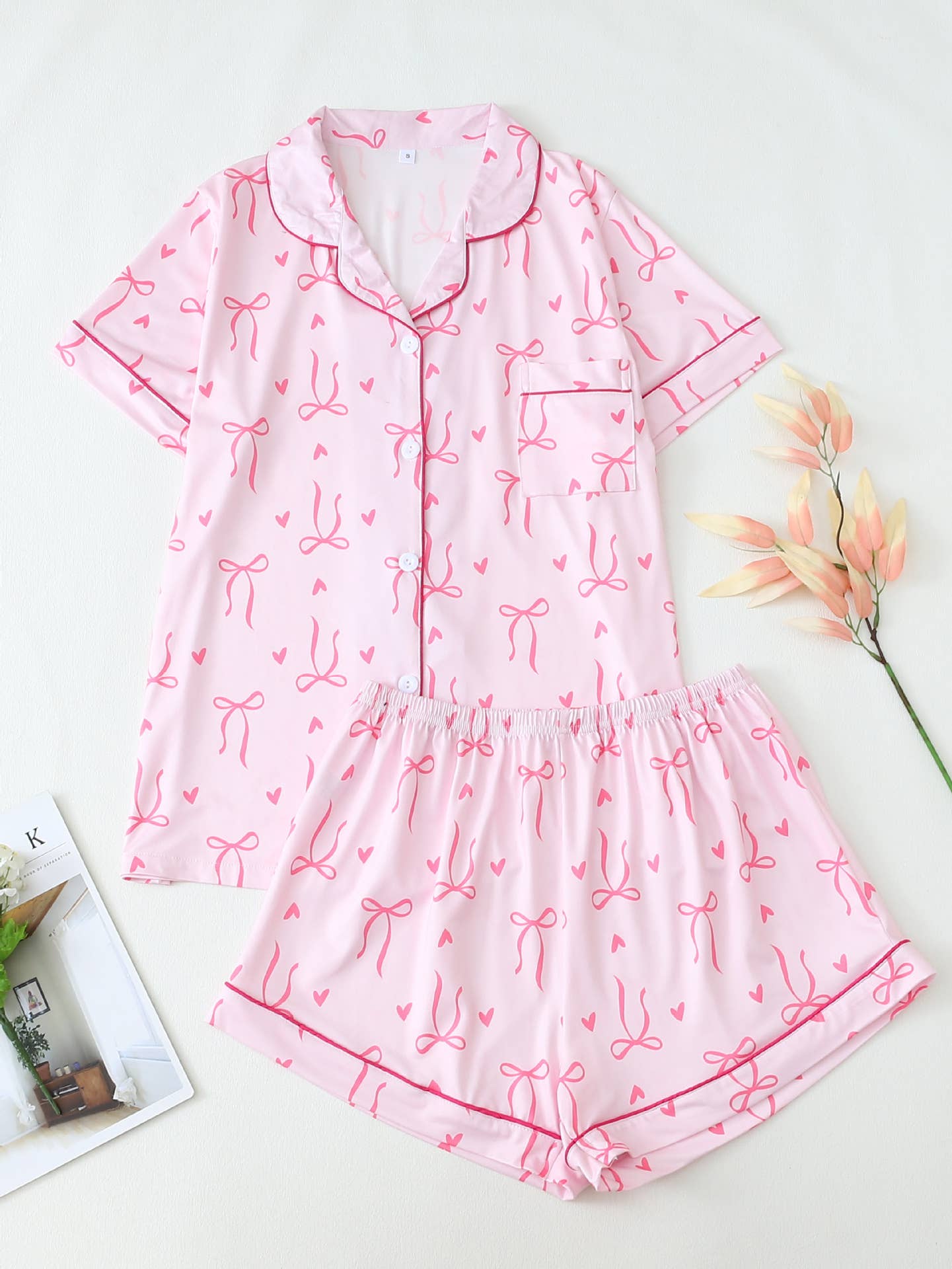 Cozy Cute Bows Prints Pajamas Set