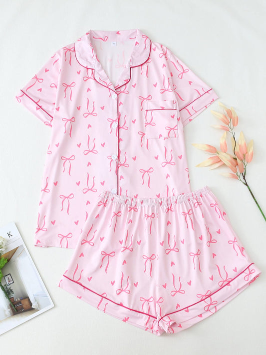 Cozy Cute Bows Prints Pajamas Set