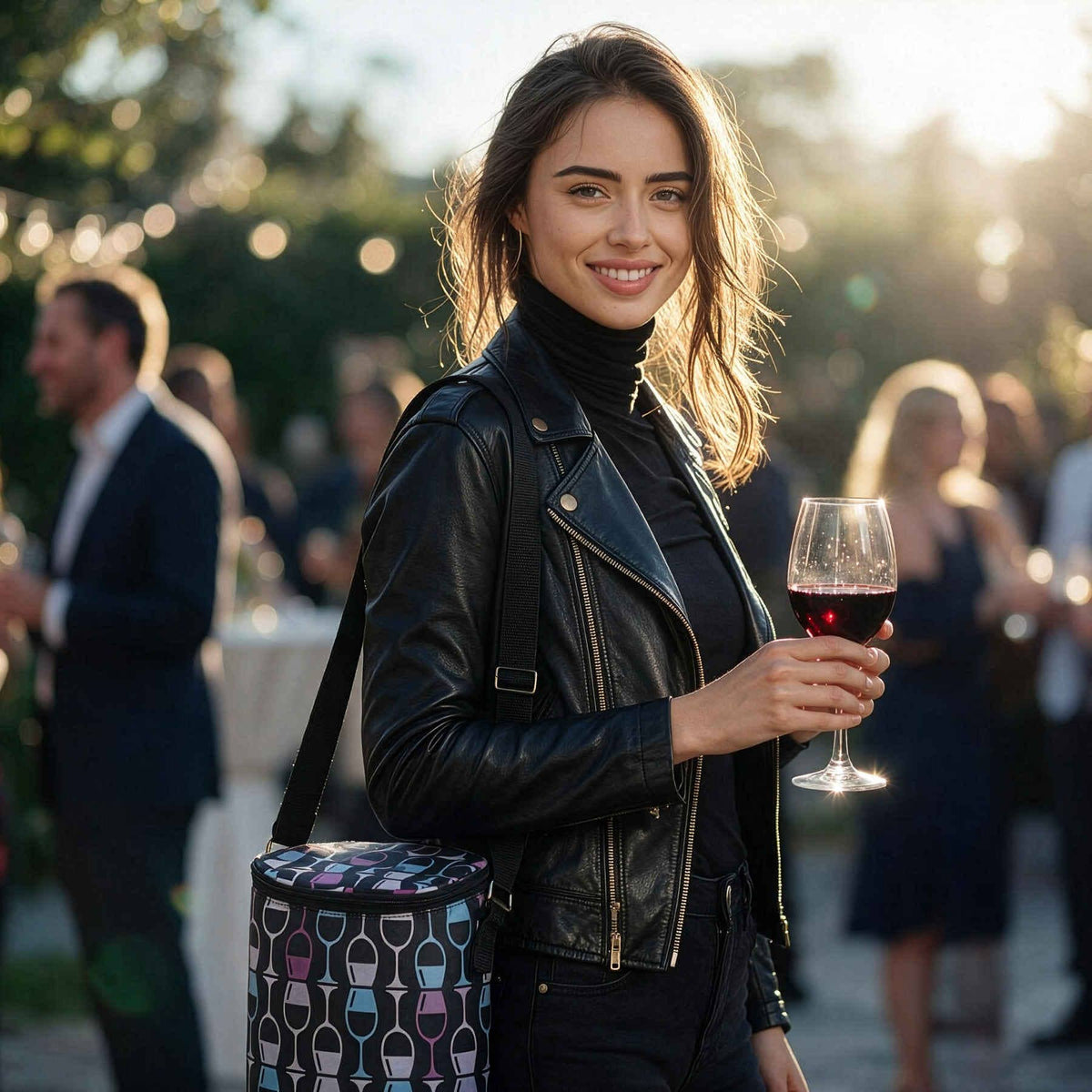 Insulated Two Bottle Bag - Stacked Glasses