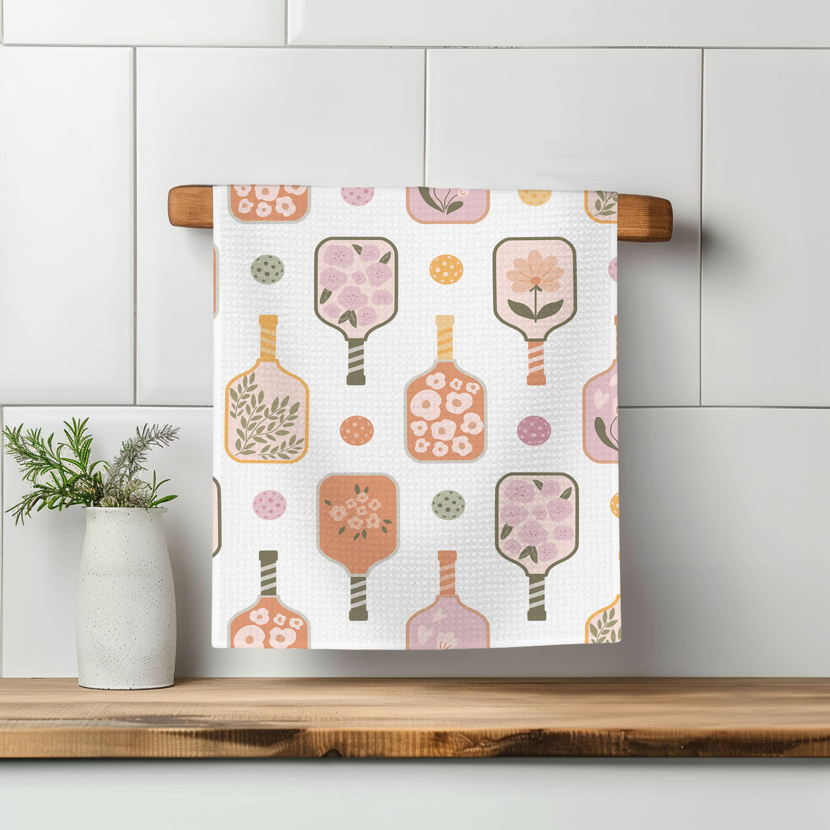 Pickleball Floral Kitchen Towel