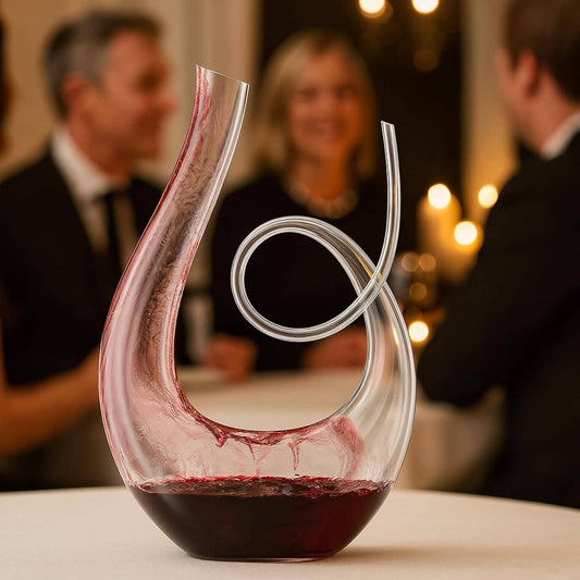 Swirl Wine Decanter Hand-Blown Crystal Glass Carafe