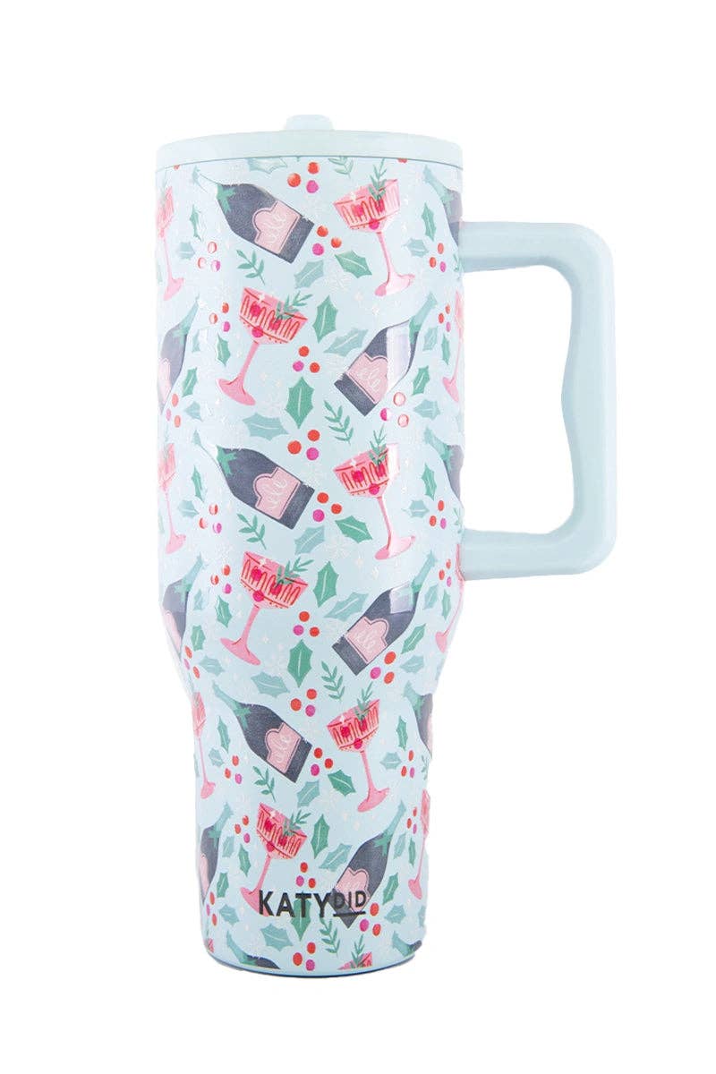 Holiday Champagne, Coupes & Holly Celebration Tumbler