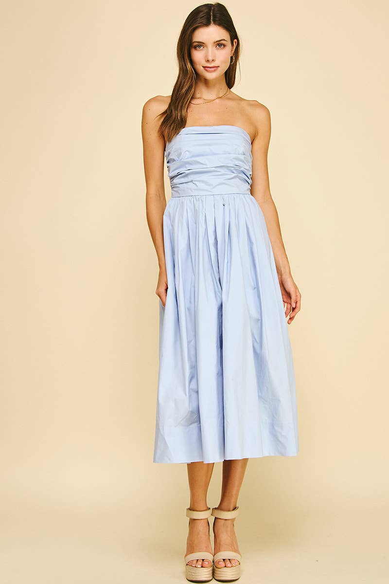 Shirring Detailed Sleeveless Midi Dress