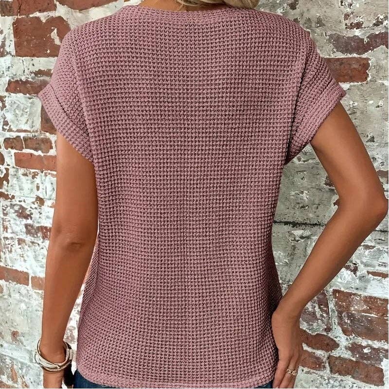 Round Neck Twist Short Sleeve T-Shirt