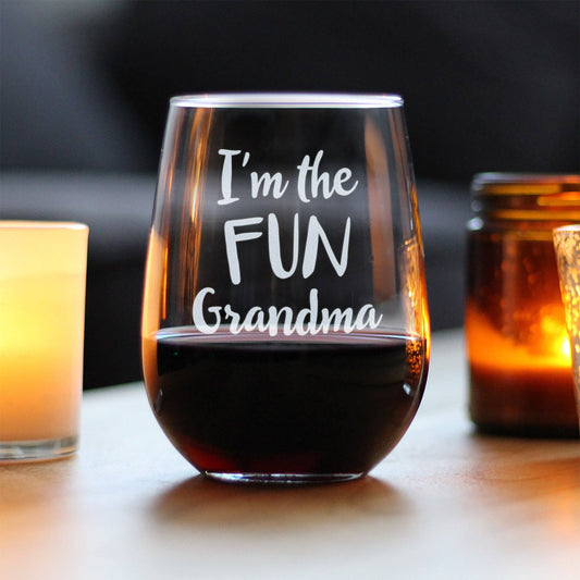 Fun Grandma Stemless Wine Glass